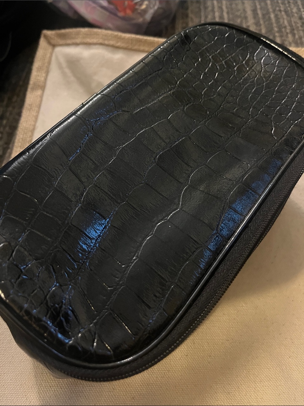 Estee Lauder Black Croc-Embossed Toiletry Pouch 109